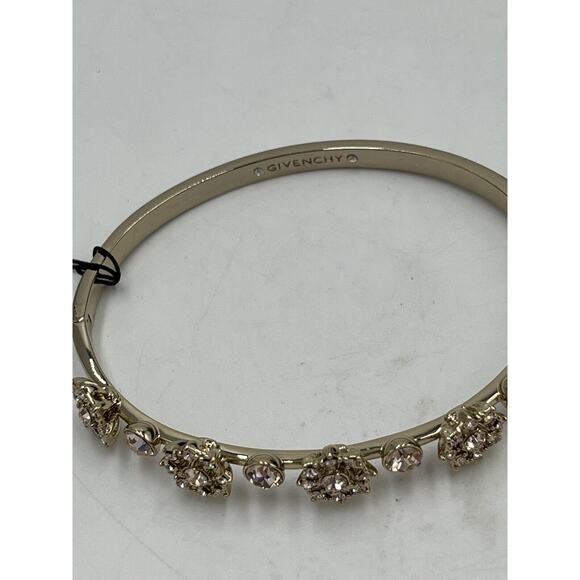 Givenchy Gold Tone Starburst Hinged Pink Crystal Flower Bangle Bracelet New - Picture 13 of 13